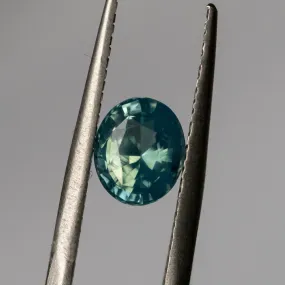 1.21CT MADAGASCAR OVAL SAPPHIRE, UNTREATED, OPALESCENT PARTI LIGHT TEAL GREEN, 6.87X5.80X3.81MM