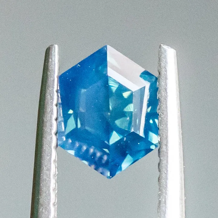 1.47CT ELONGATED HEXAGON SAPPHIRE, DEEP SILKY BLUE, 7.00X5.20X4.82MM,  UNTREATED