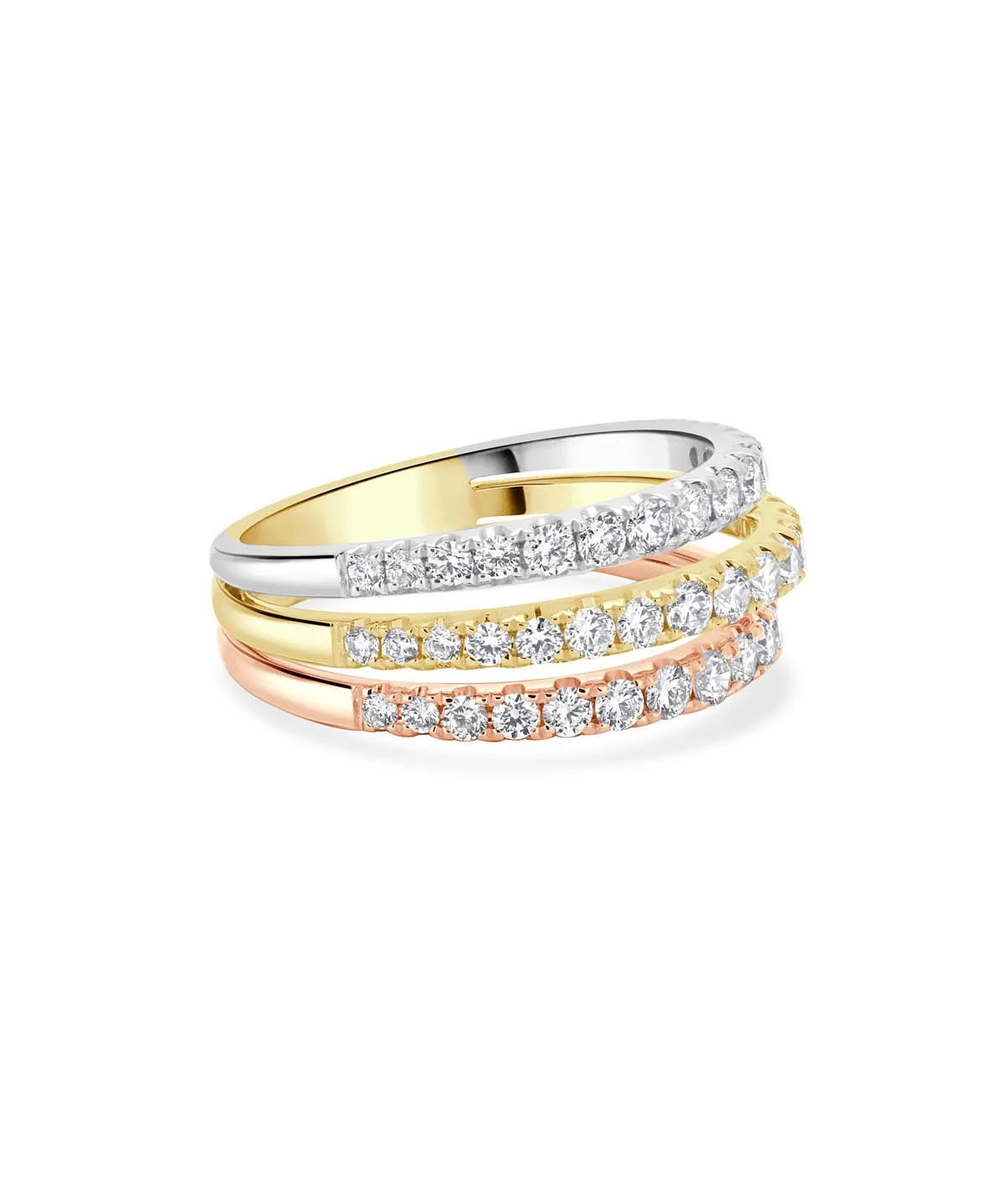 14K Tri-Tone Gold Diamond Fashion Ring