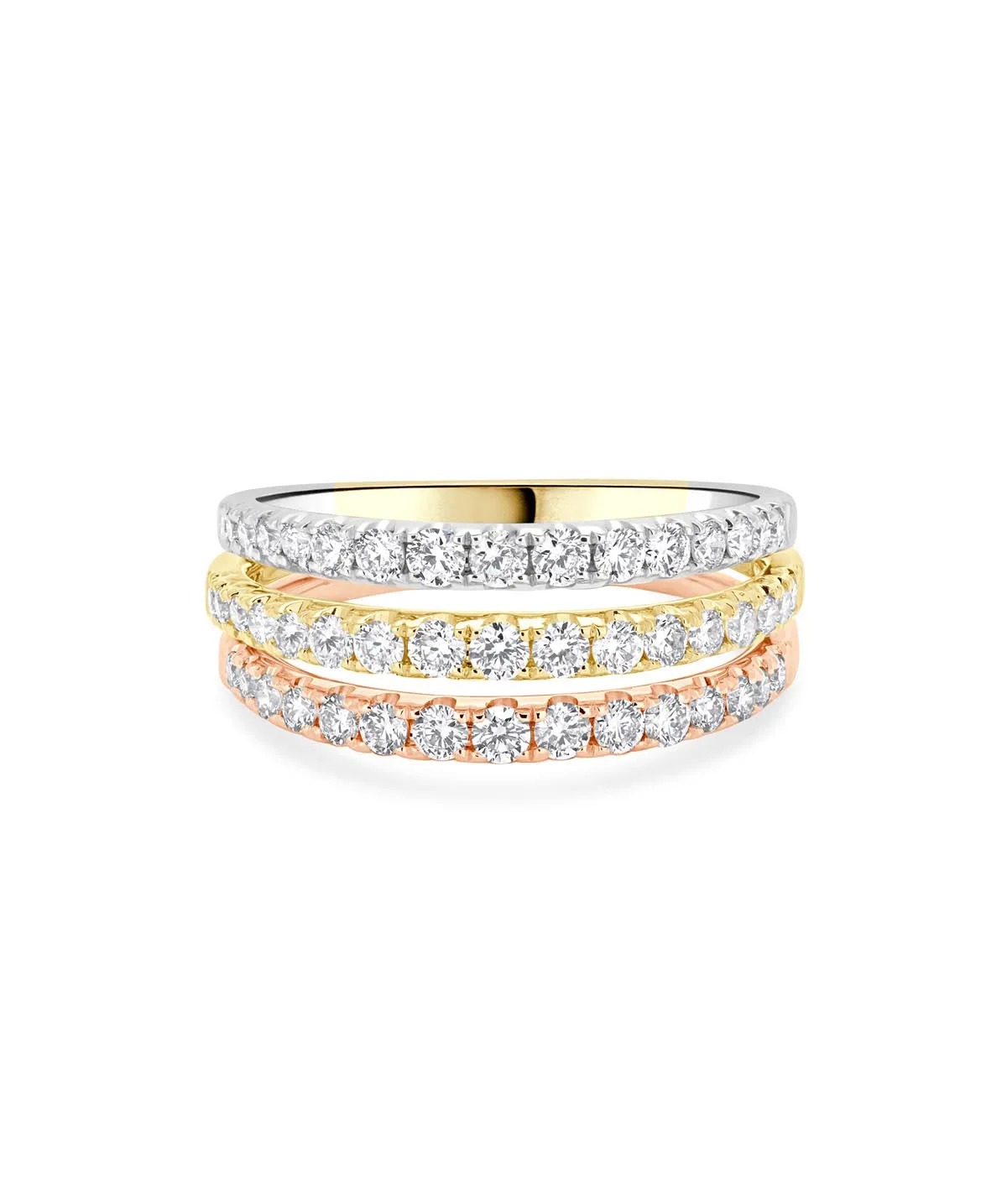 14K Tri-Tone Gold Diamond Fashion Ring