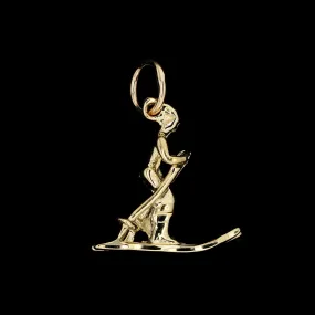 14K Yellow Gold Estate Skier Charm