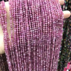 3.5mm Natural Pink Tourmaline Faceted Bead Strands DIY Jewelry Project