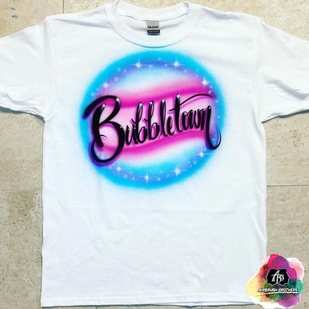 Airbrush Name w/ Sparkles Shirt Design