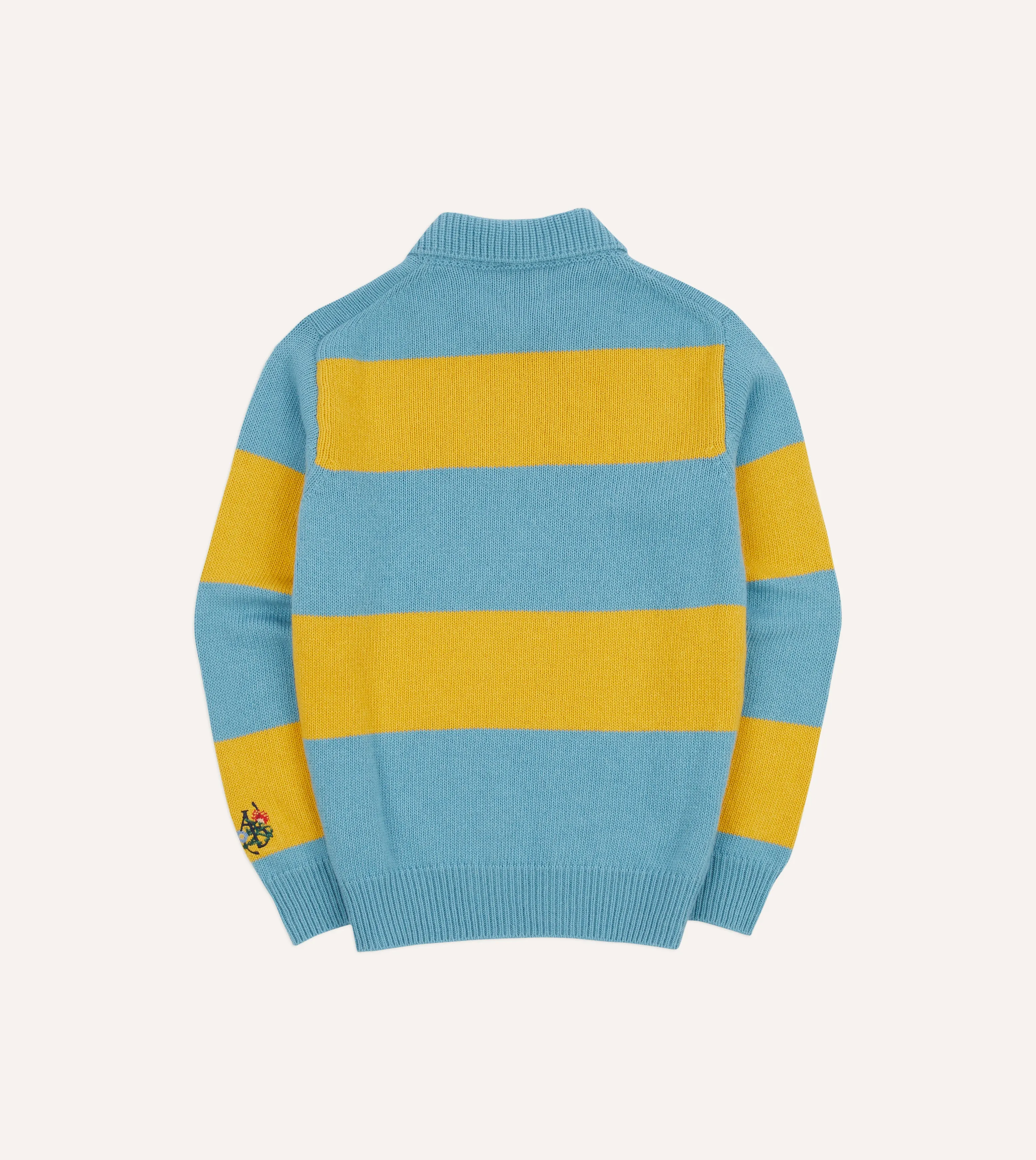 ALD / Drake's Blue Striped Integral Collar Sweater