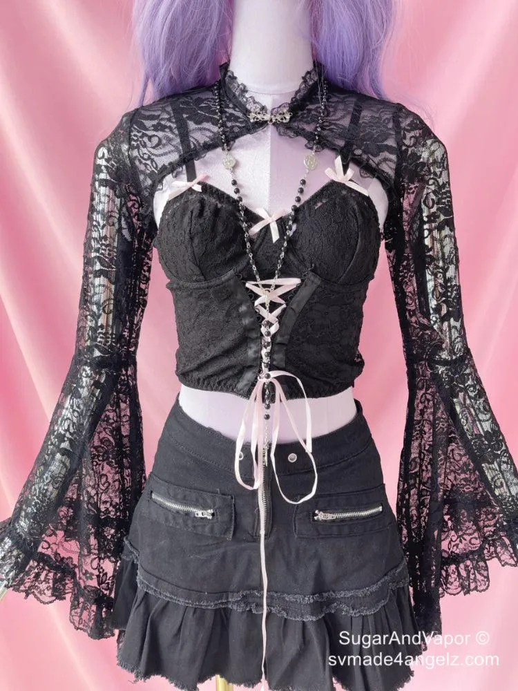 Arete Goth Sheer Lace Sleeve Cover Top