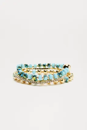 Blutopia 3 Piece Bracelet Set - Blue/Gold