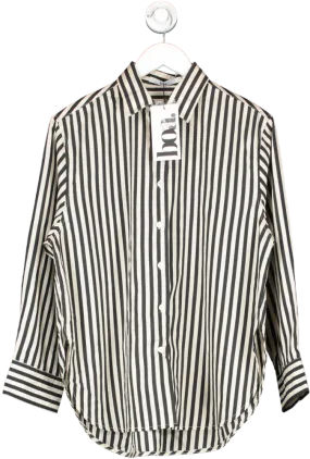 BOA Black Striped Cotton Boyfriend Shirt UK XS