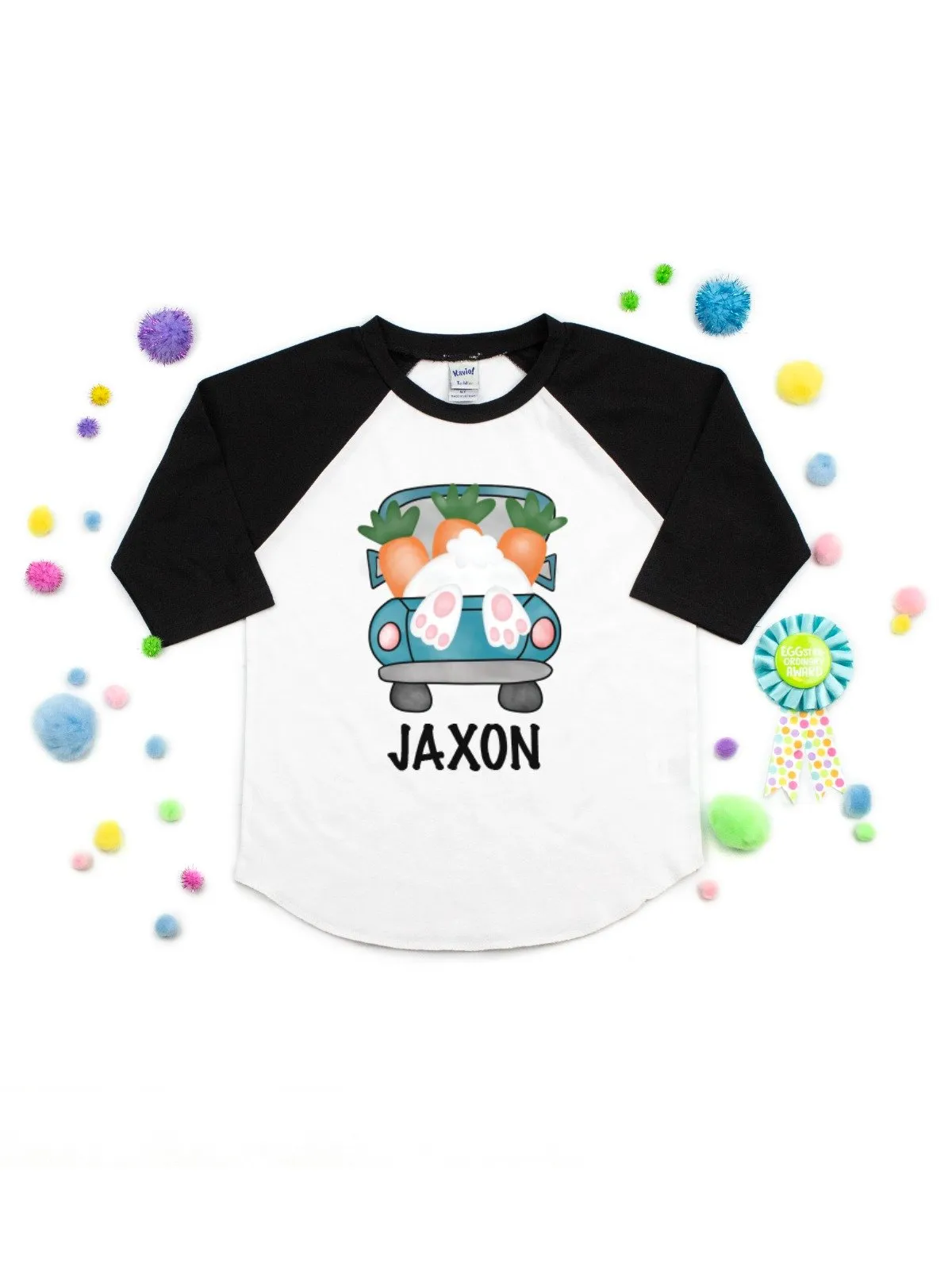 Bunny Truck Kids Raglan Shirt