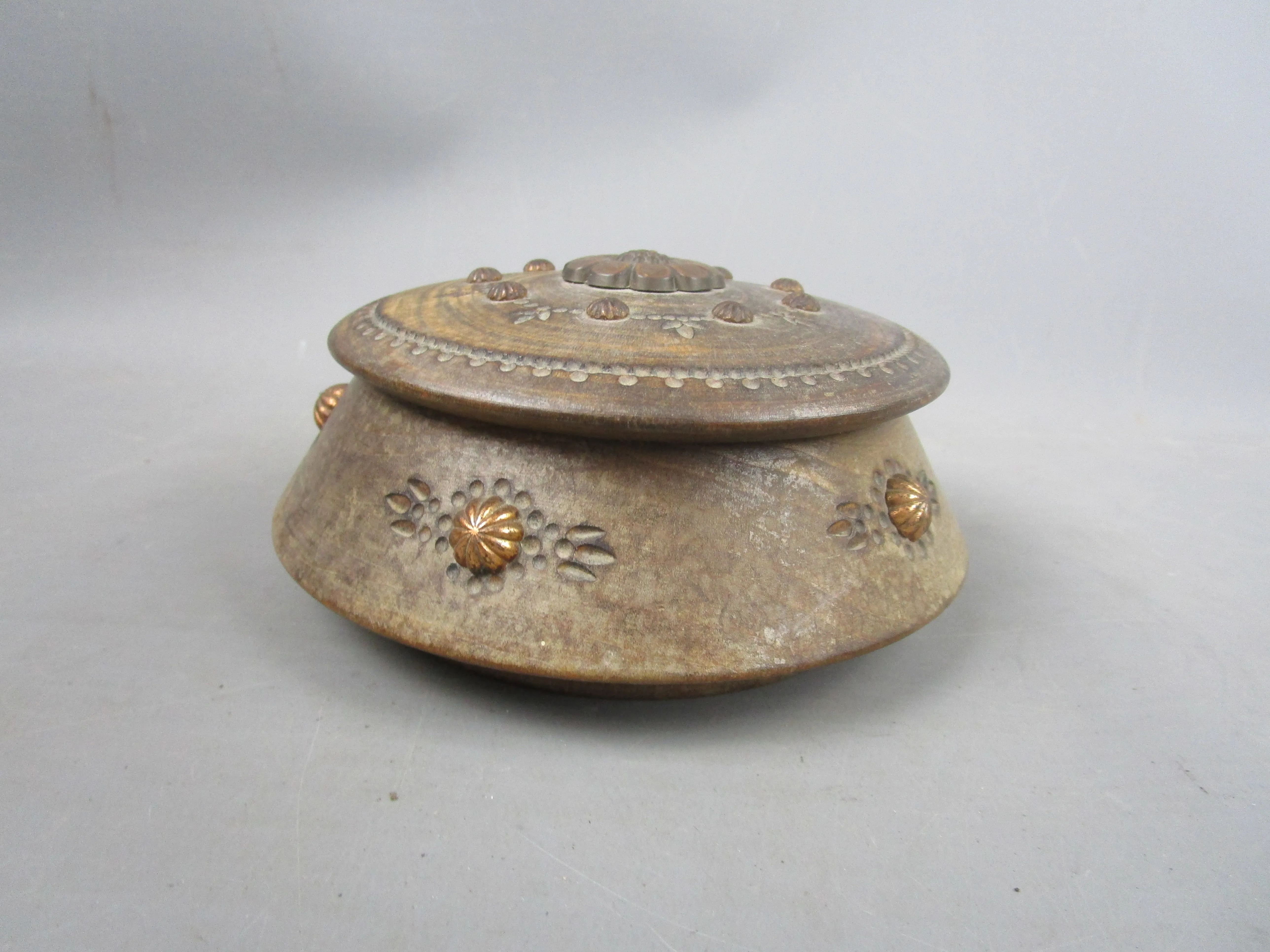 Carved Wood Anglo Indian Lidded Tobacco Box Vintage c1970