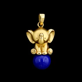 Charles Garnier 18K Yellow Gold Estate Lapis Elephant Pendant