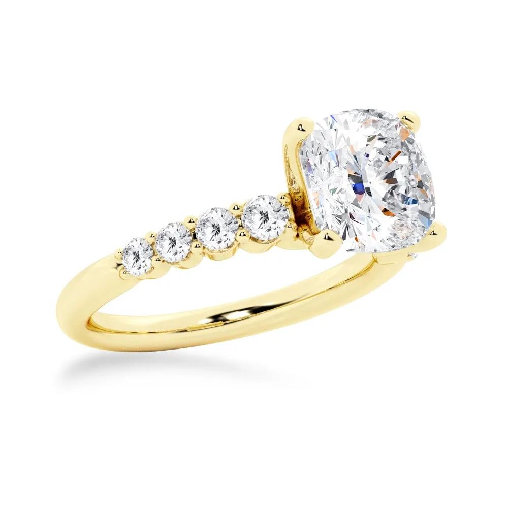 Classic Shared-Prong Cushion Cut Moissanite Engagement Ring