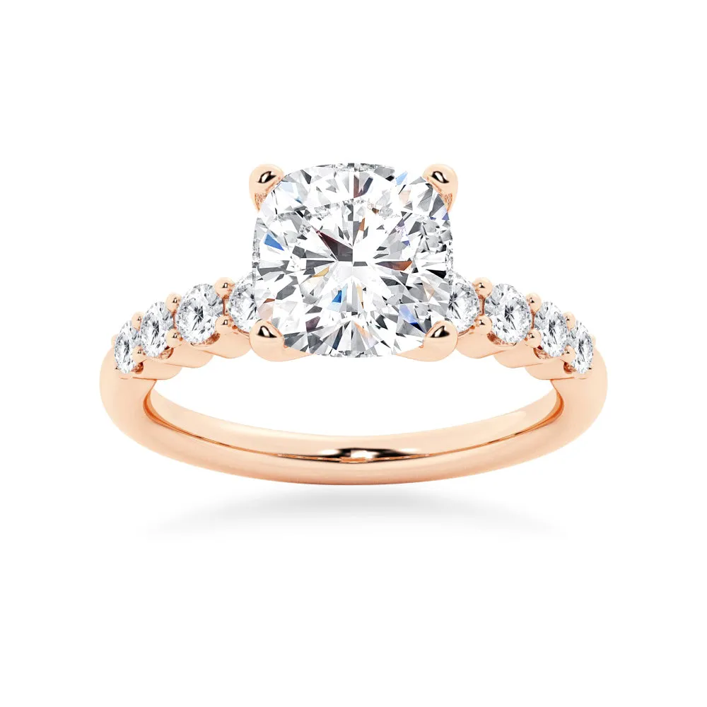 Classic Shared-Prong Cushion Cut Moissanite Engagement Ring