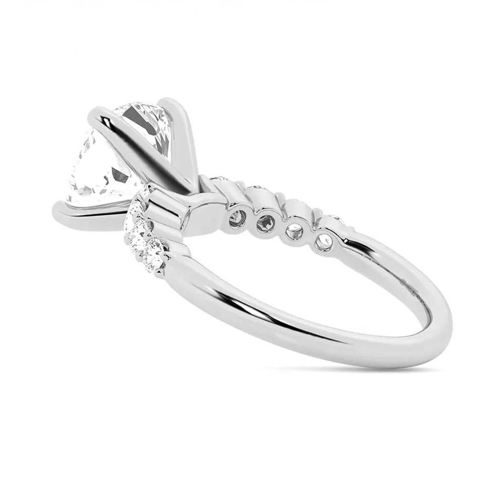 Classic Shared-Prong Cushion Cut Moissanite Engagement Ring