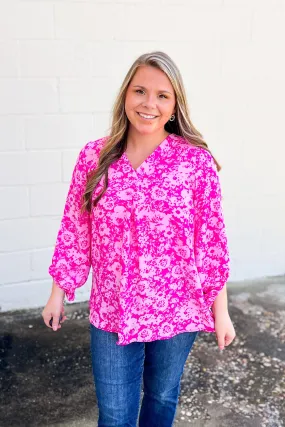 Completely Me Floral Top, Fuchsia