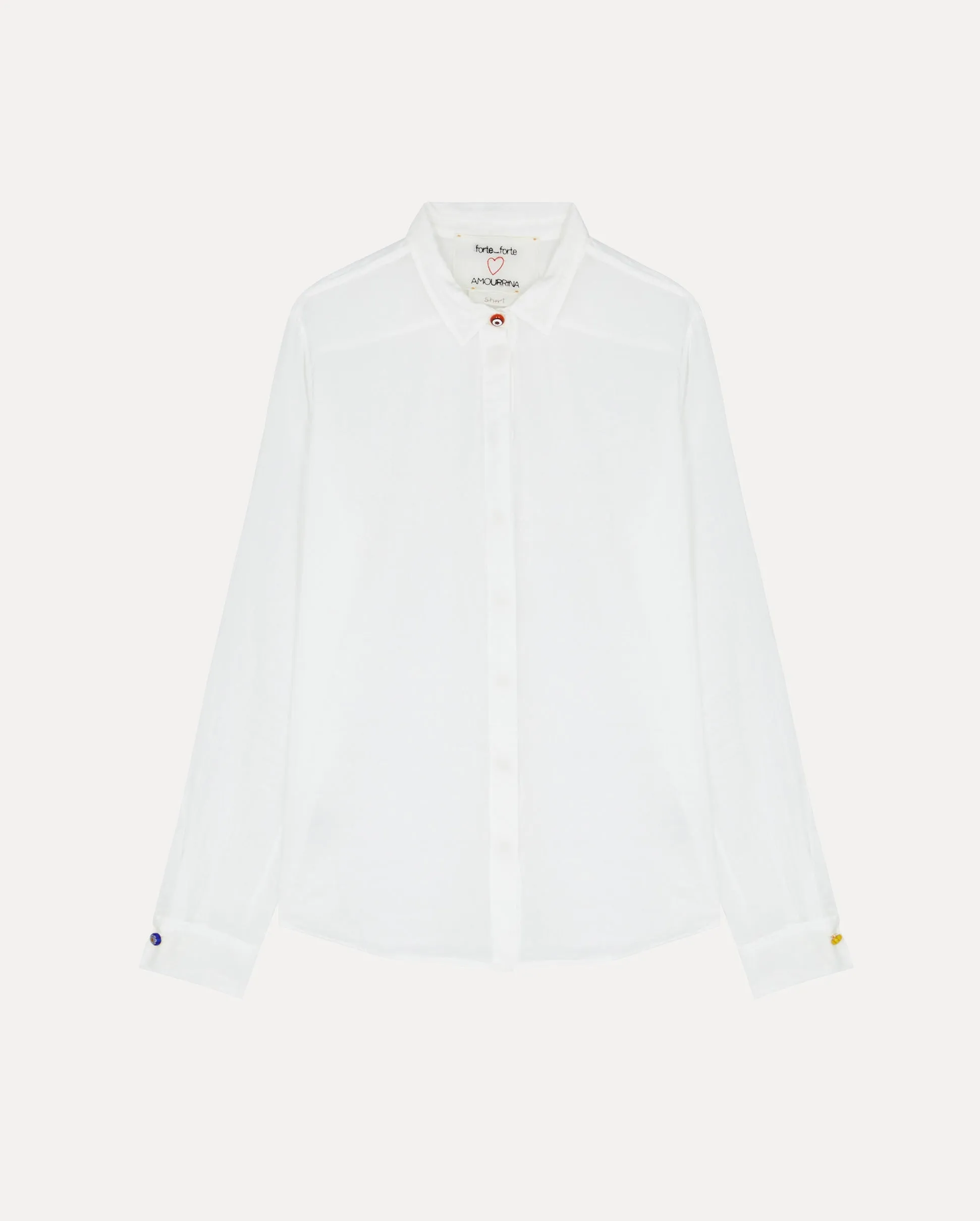 COTTON SILK VOILE REGULAR SHIRT AMOURRINA BUTTONS / WHITE