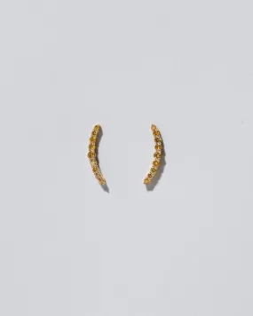 Crescent Ear Climber Stud Earrings - Yellow Diamond