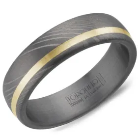 Crown Ring Torque Grey Tantalum & Yellow Gold 6mm Wedding Band