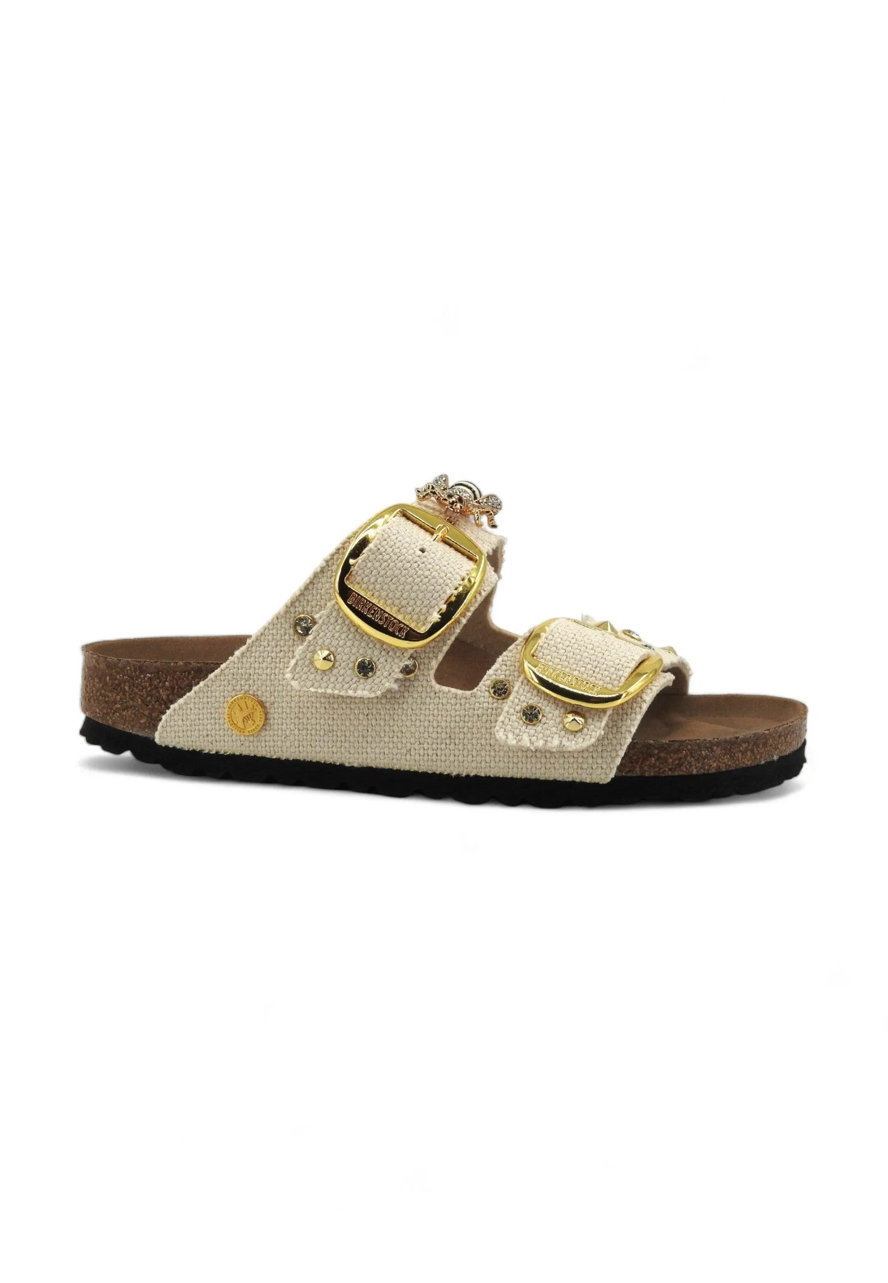 CUSTOM / BIRKENSTOCK Ciabatta Fibbie Vegan Borchie Ape Eggshell