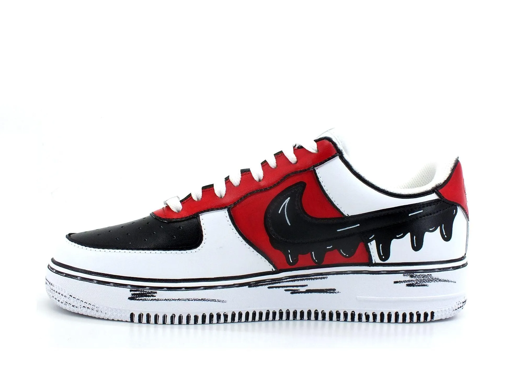 CUSTOM / Nike Air Force 1 Sneaker AF1 Donna Comics Chicago Red White Black