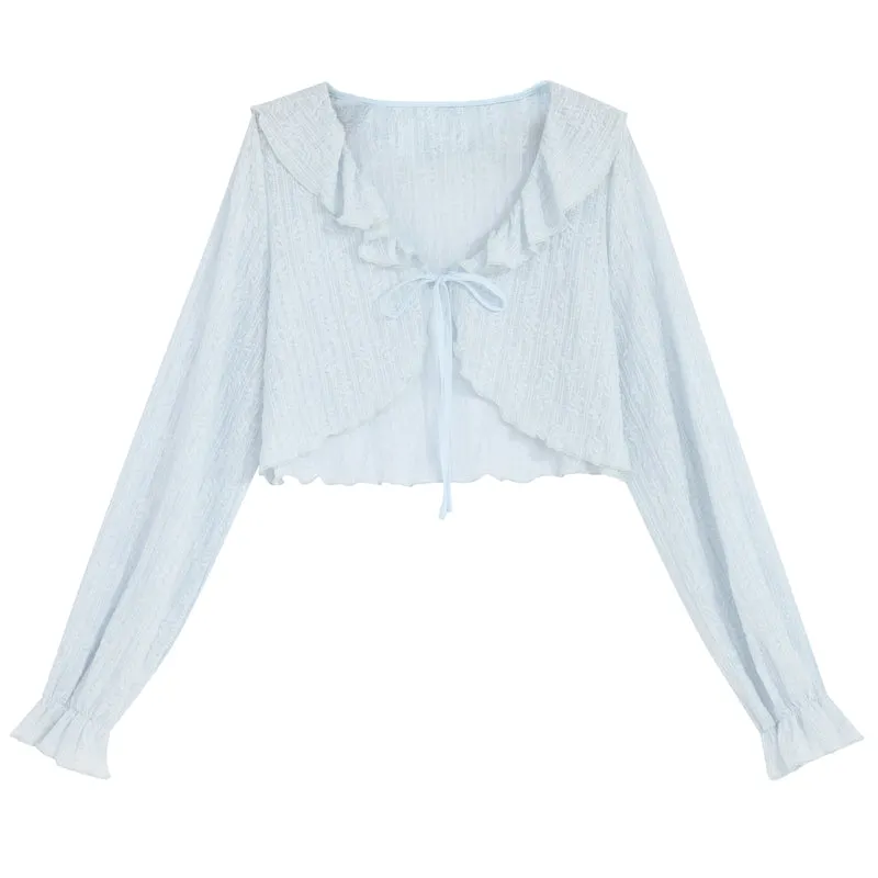 Cute Soft Girl Sky Blue Spring Cardigan ON626