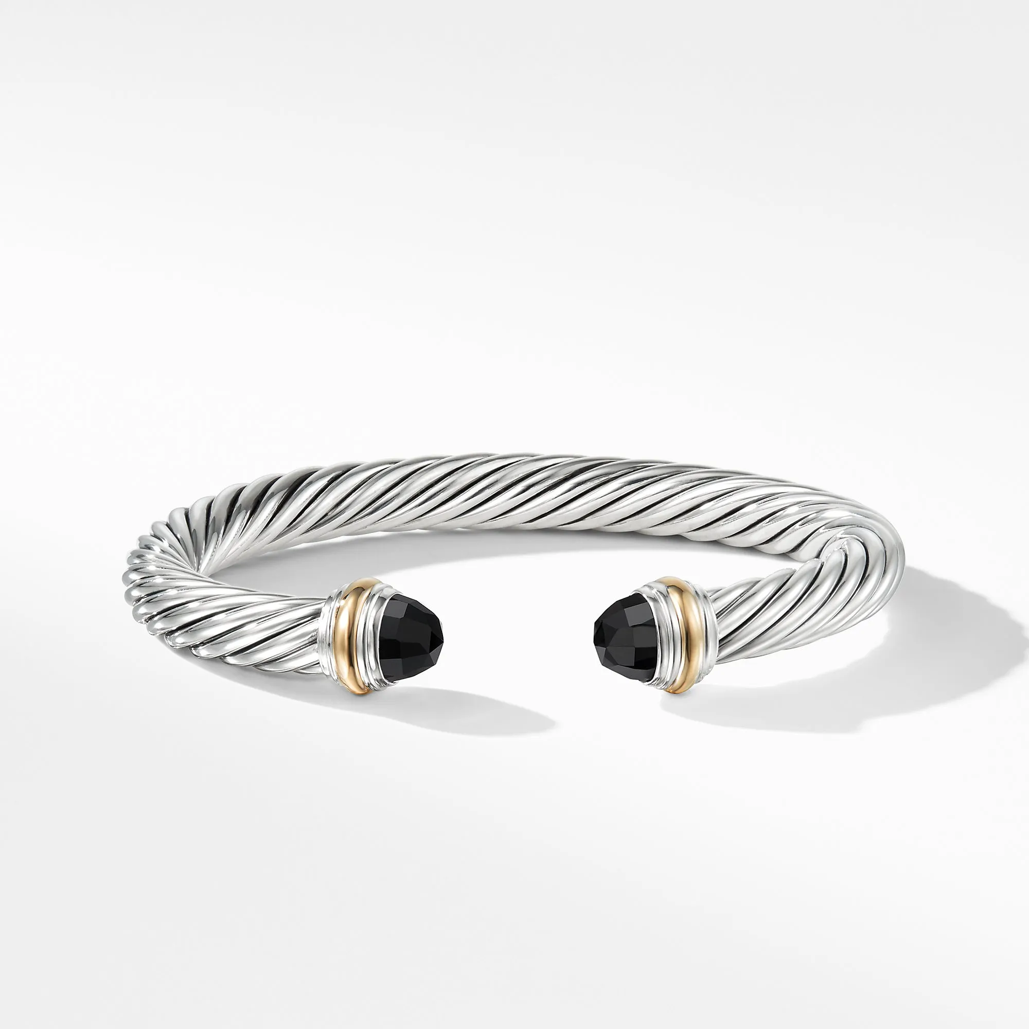 David Yurman 7MM Cable Bracelet with Black Onyx and 14K Gold