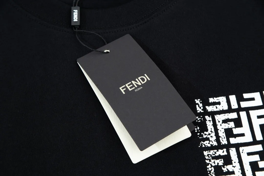 Double FF Letter Pocket Print T Shirt