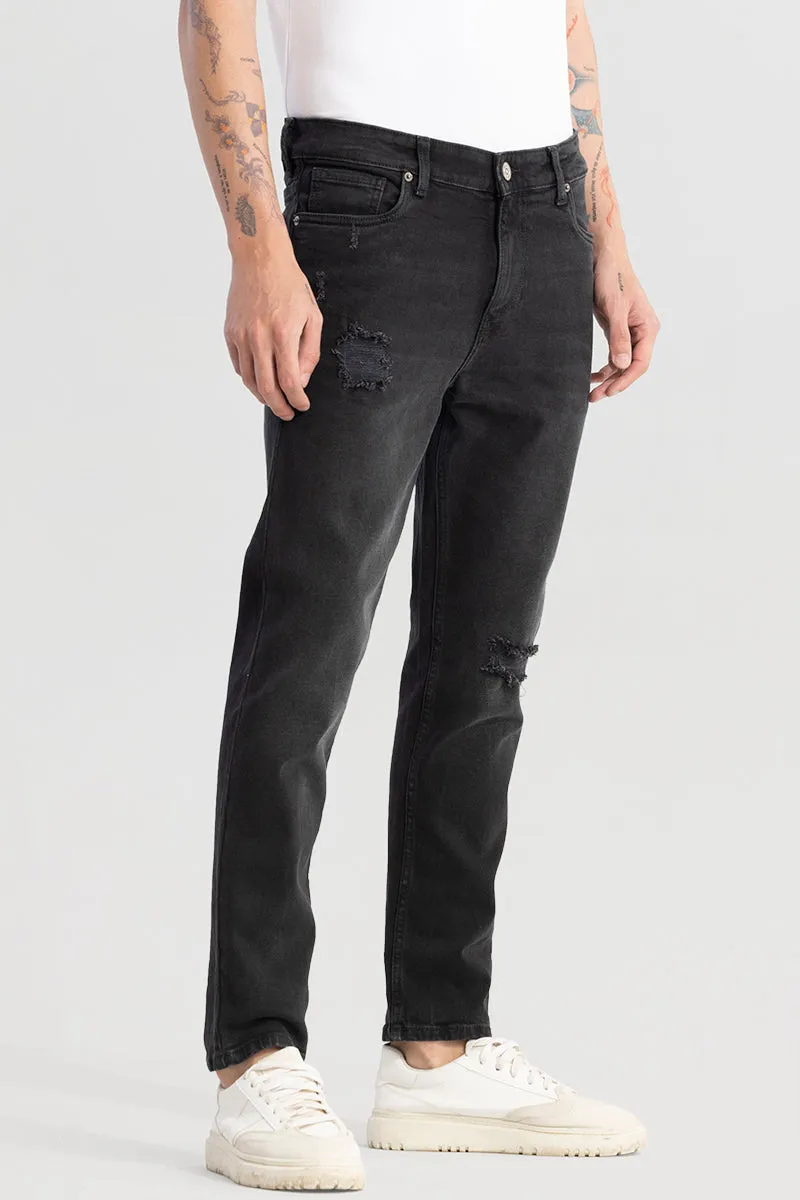 Drogue Black Distressed Slim Fit Jeans