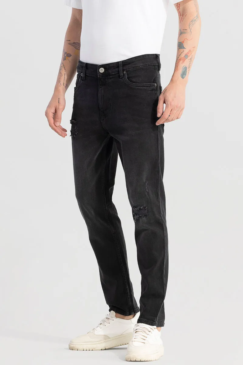 Drogue Black Distressed Slim Fit Jeans