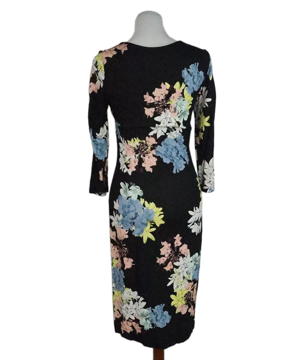 Erdem Black Floral Print Dress sz 6