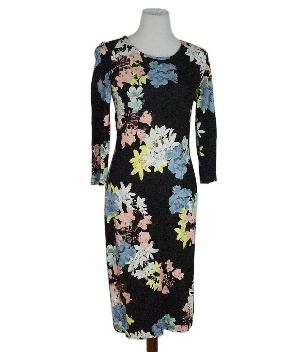 Erdem Black Floral Print Dress sz 6