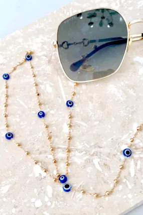 Evil Eye Sunglass Chain, Electric Blue