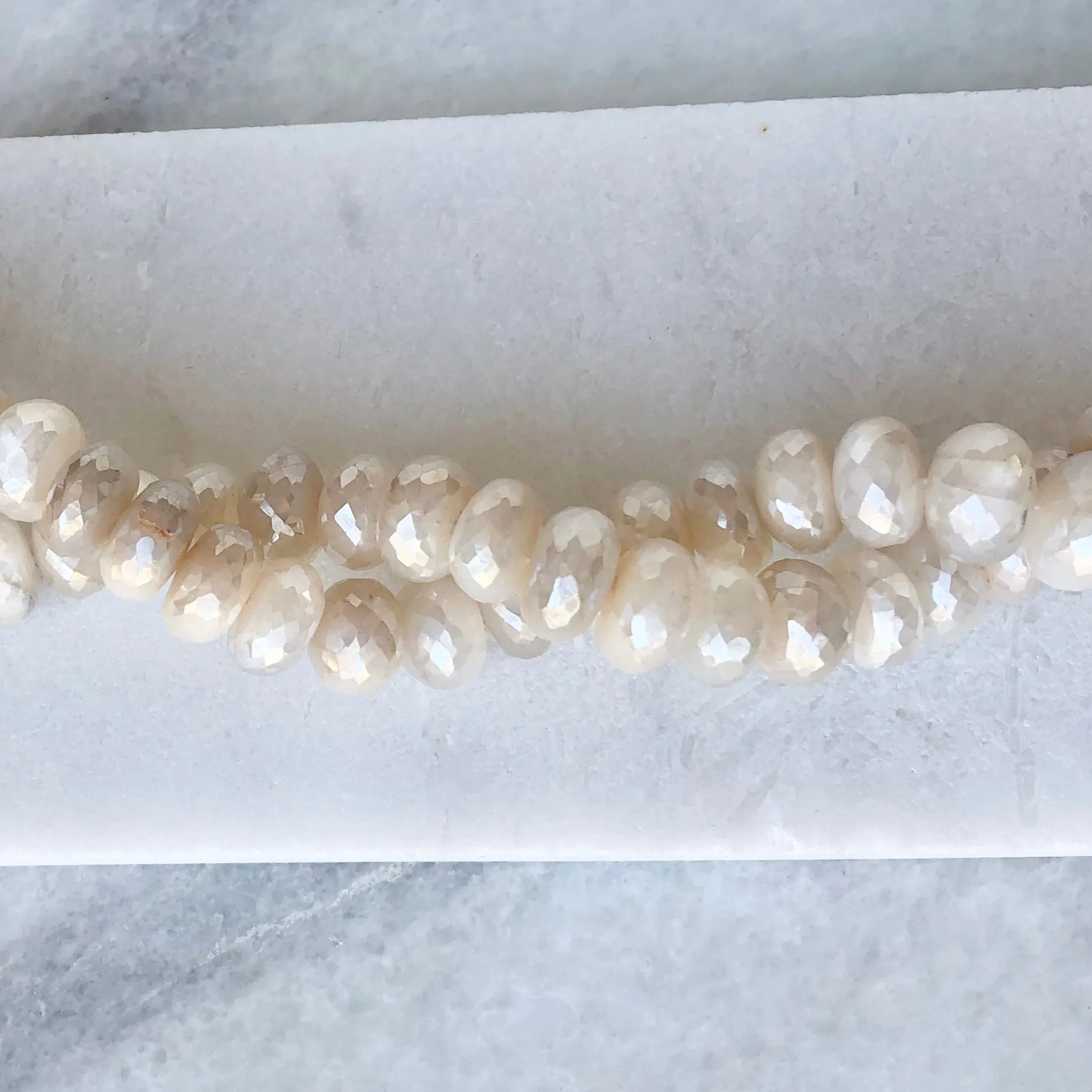 Faceted Peach Moonstone Bead Strand 12mm