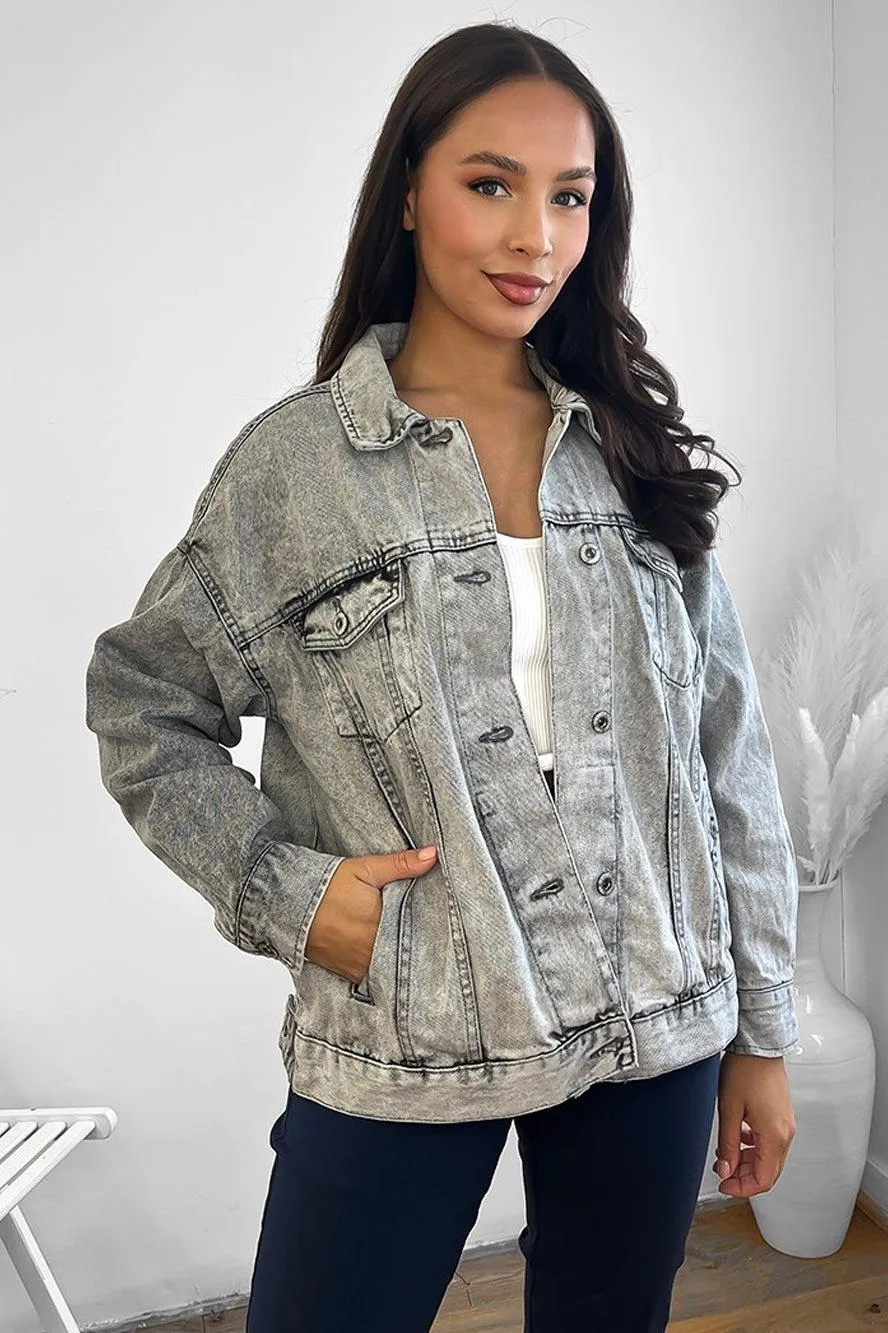 Faded Bleach Effect 100% Cotton Denim Jacket