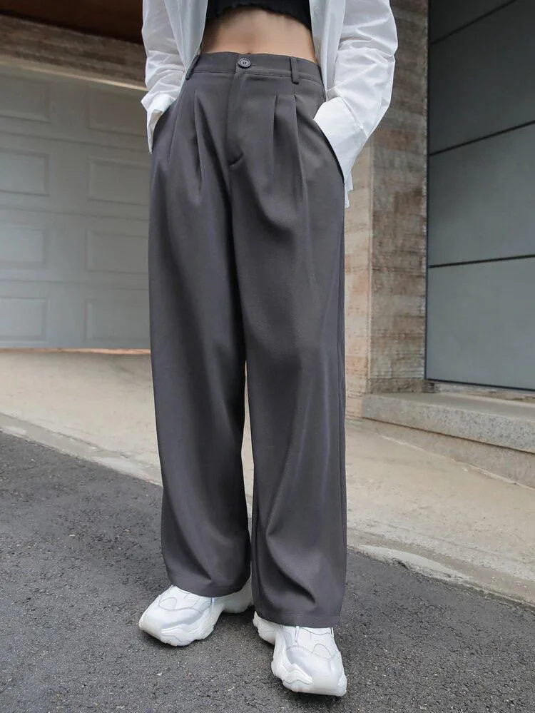 Fossil Grey Korean Relaxed Pants