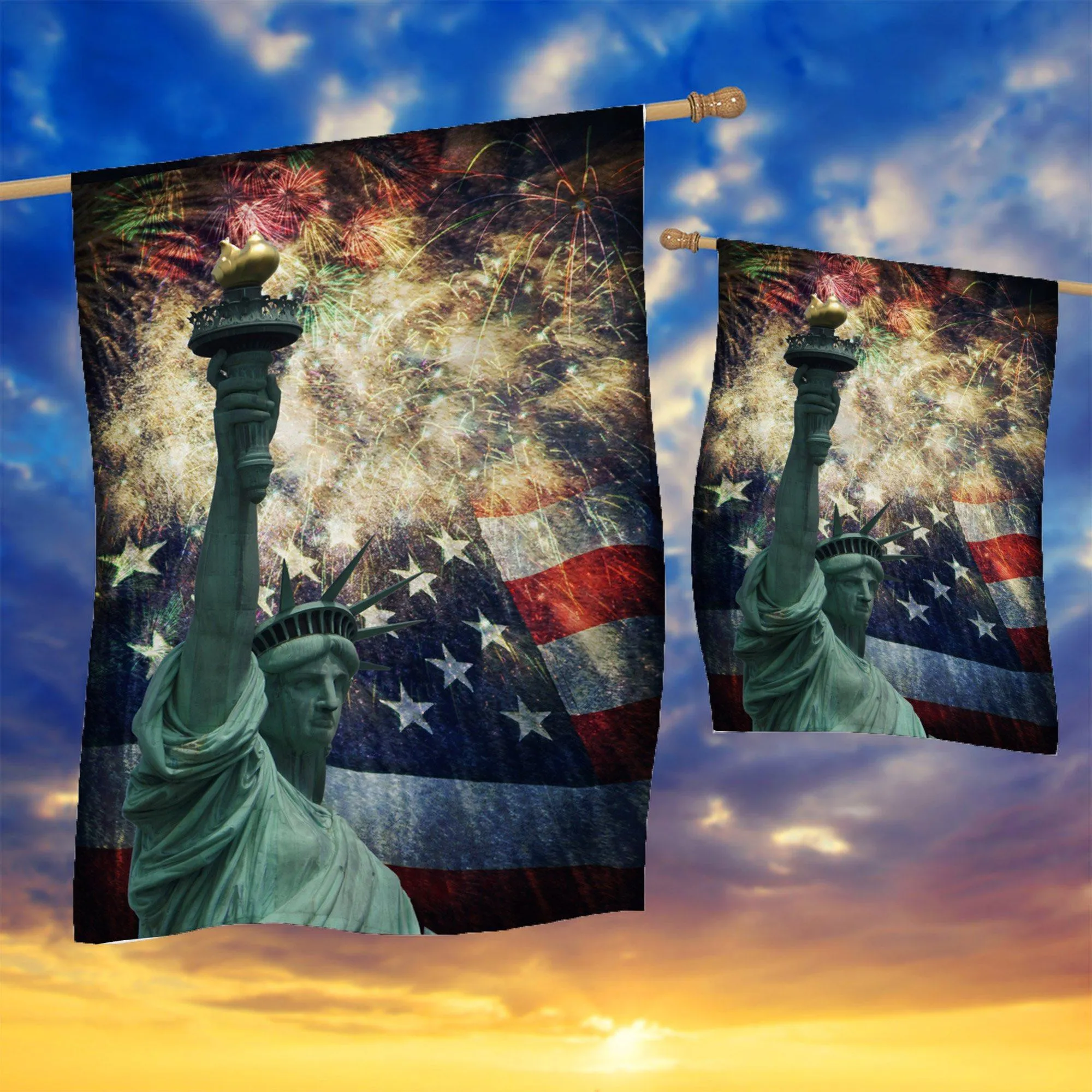 Gearhuman 3D Independence Day Statue Of Liberty Custom Flag