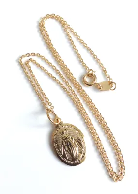 Gold Miraculous Medal Necklace for Women