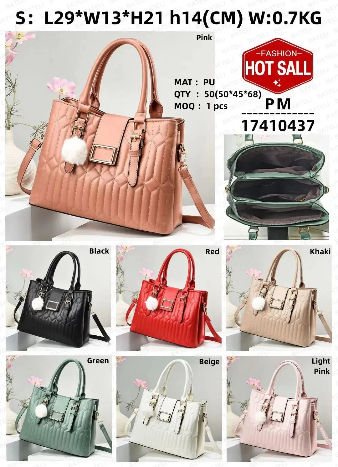 Light Pink Ladies Handbags 8820-1