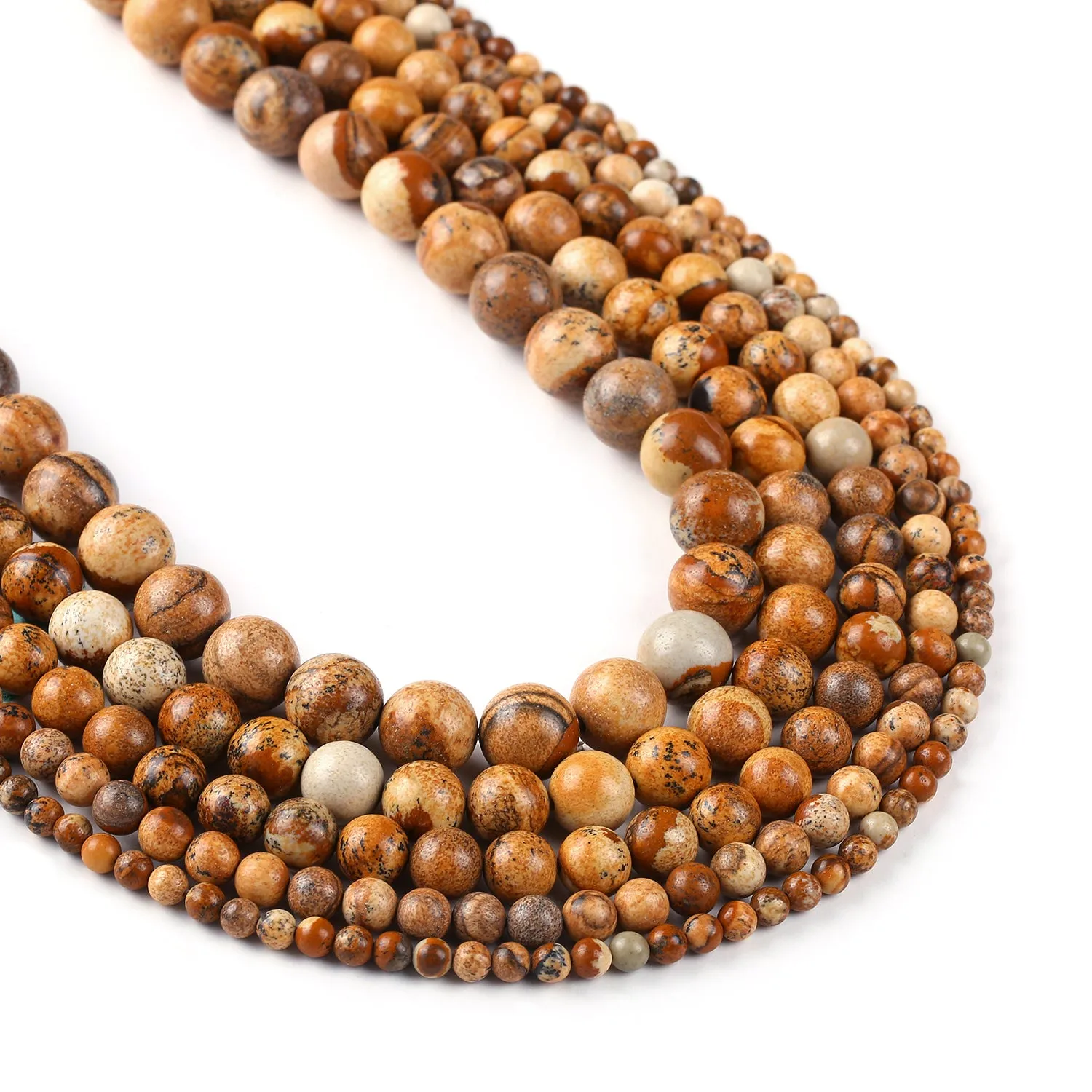 Natural Picture Jasper Beads 4 6 8 10 12mm Round Gemstone Loose Bead Necklace for Jewelry Making 15 Full Strand 103064