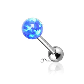 Opal Ball Top with Surgical Steel Tragus Barbell-Blue