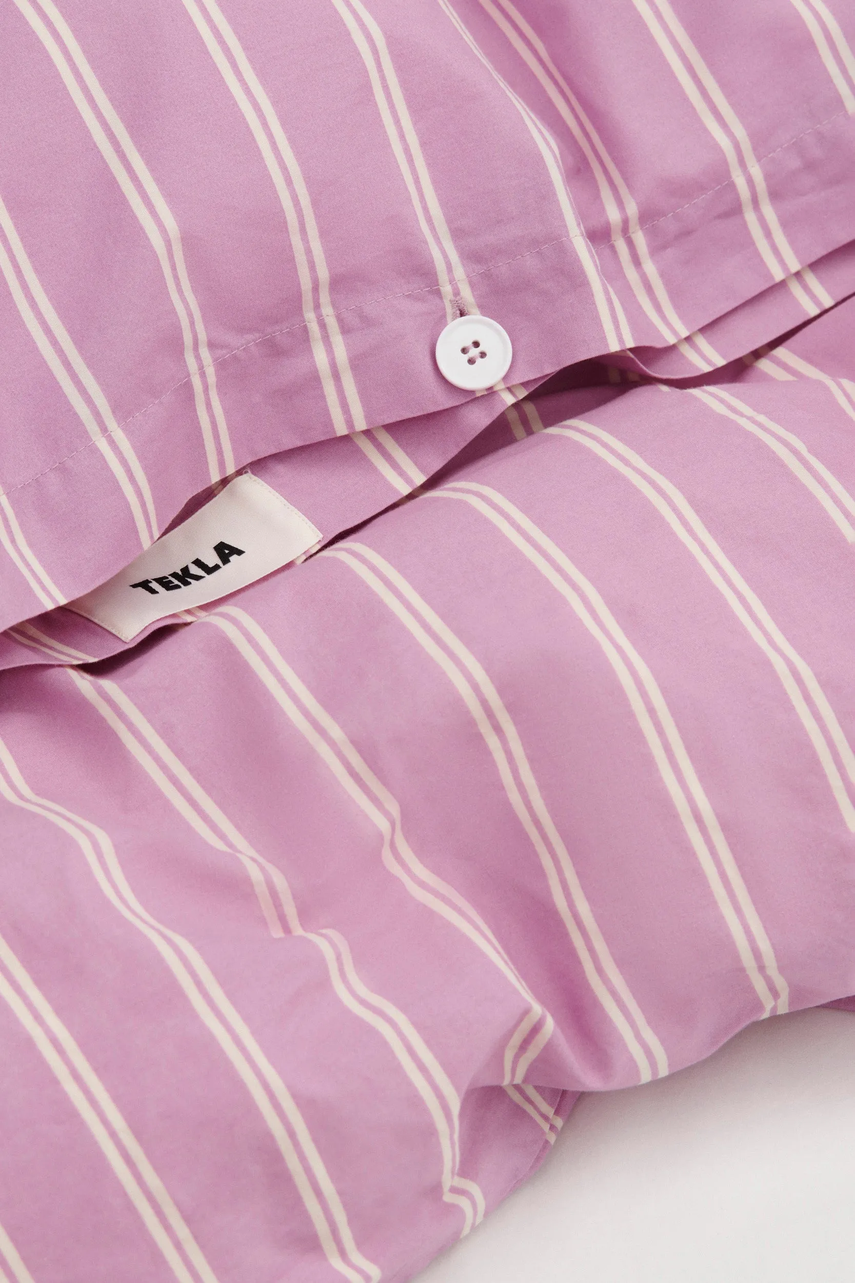 Percale King Duvet Cover Mallow Pink Stripes