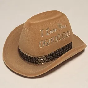 Personalized Cowboy Hat Ring Box - Custom Engraved Ring Box - Handwriting Ring Box