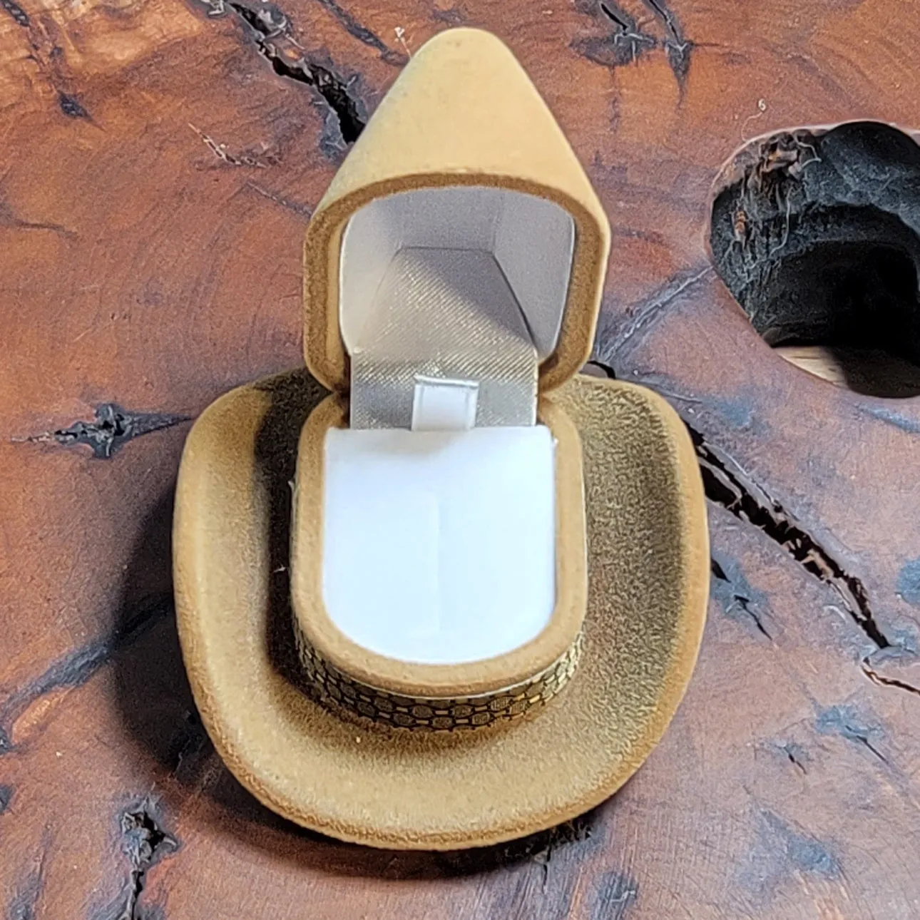 Personalized Cowboy Hat Ring Box - Custom Engraved Ring Box - Handwriting Ring Box