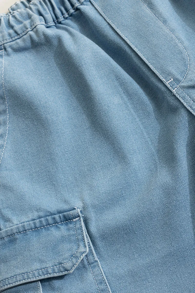 Pull On Sky Blue Baggy Fit Jeans