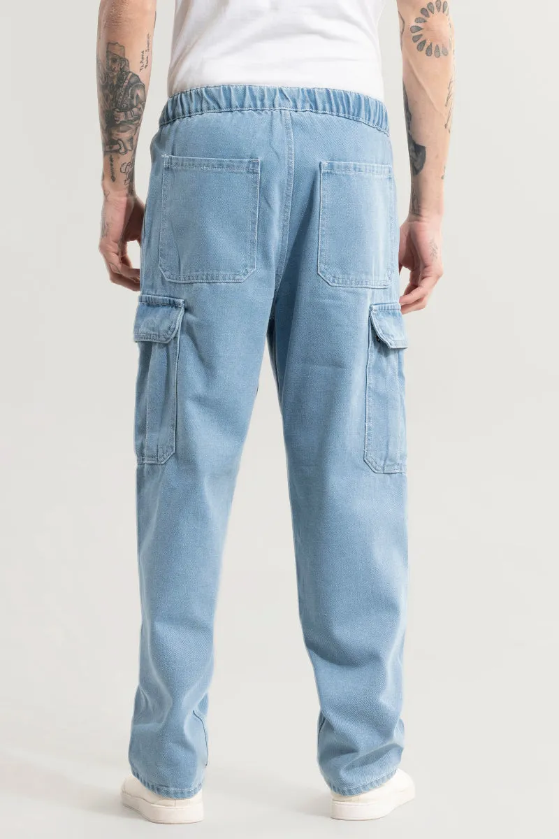 Pull On Sky Blue Baggy Fit Jeans