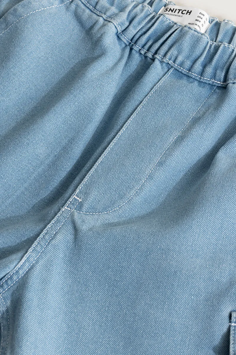 Pull On Sky Blue Baggy Fit Jeans