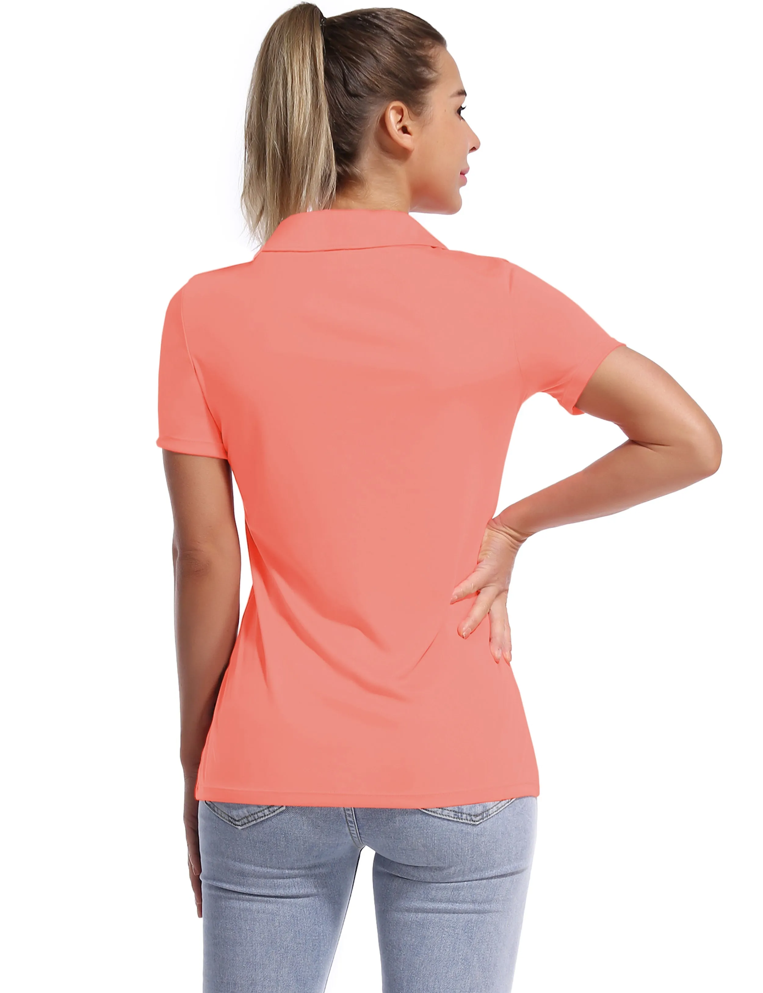 Short Sleeve Slim Fit Polo Shirt coral_yogastudio