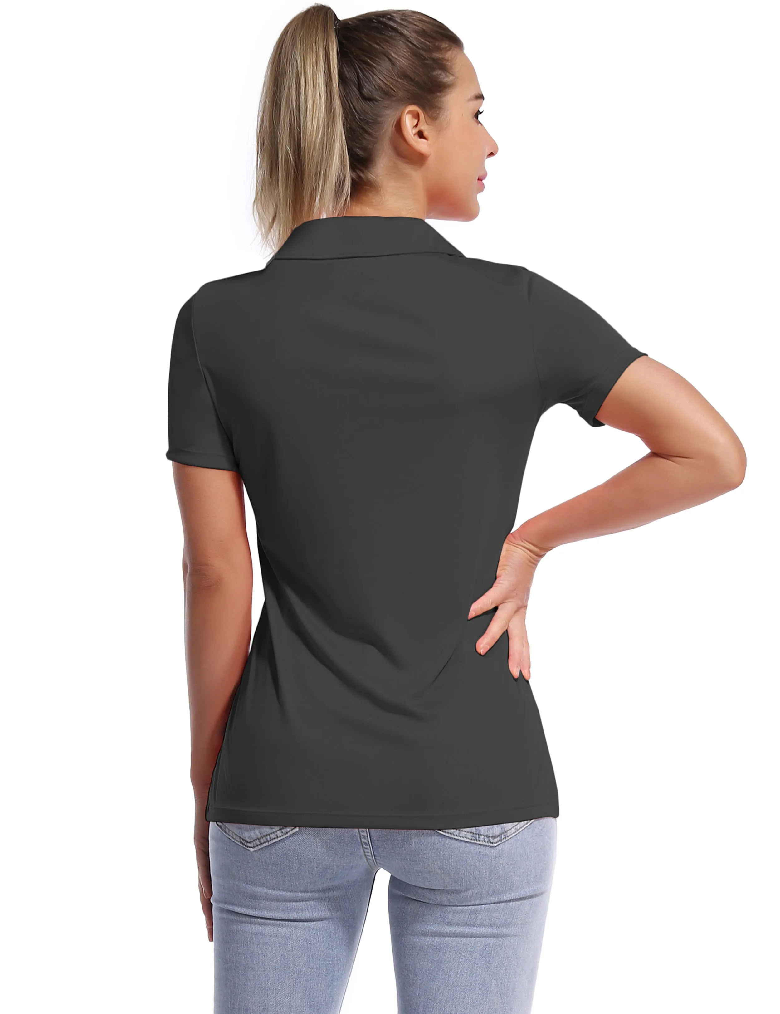 Short Sleeve Slim Fit Polo Shirt shadowcharcoal_yogastudio