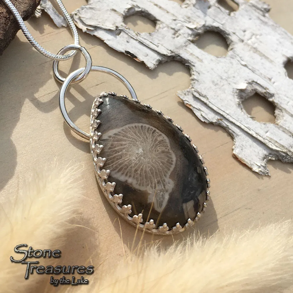 Thamnopora Fossil Pendant Necklace