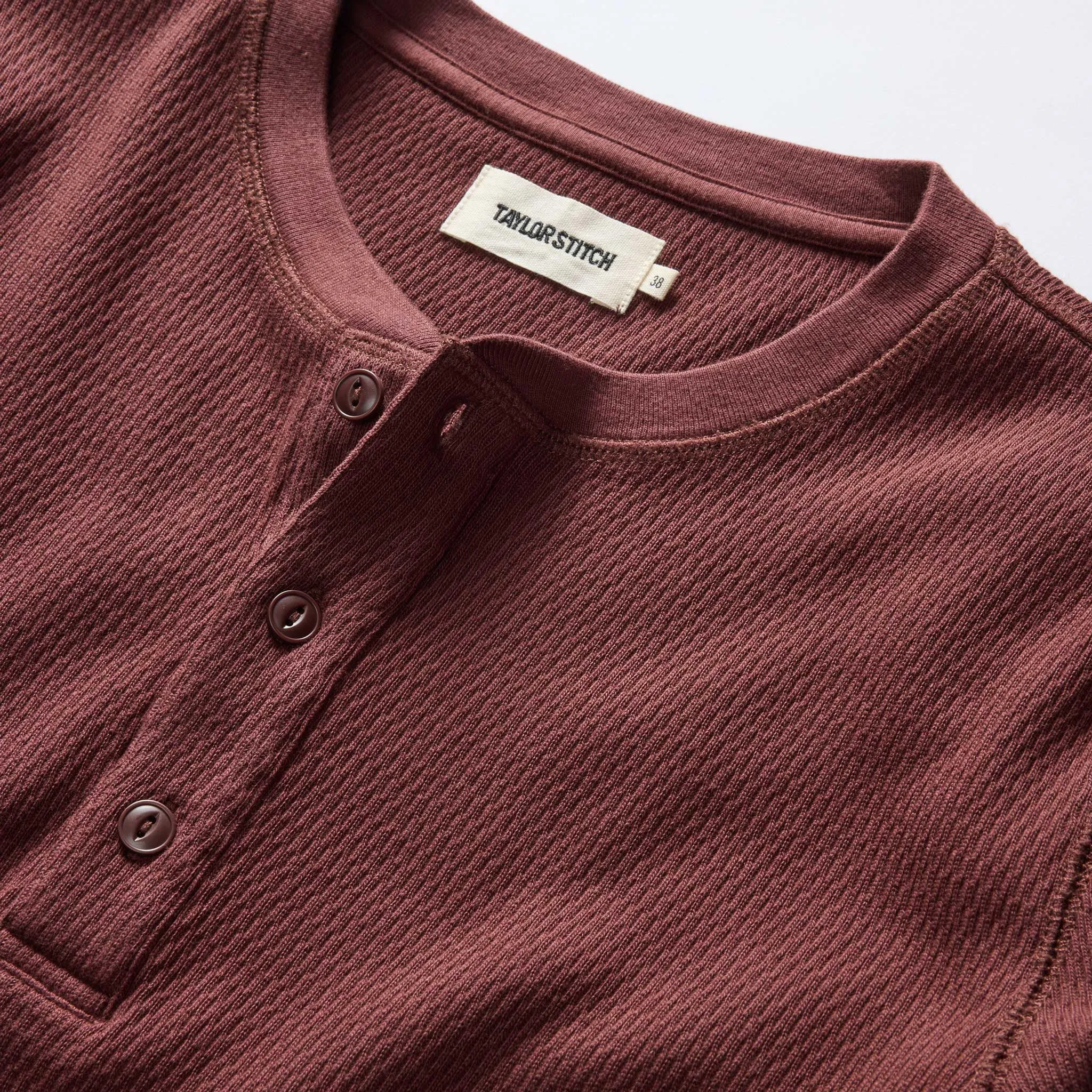 The Organic Cotton Waffle Henley in Burgundy