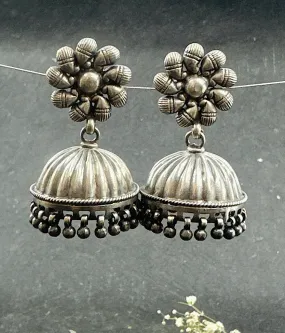 The Vintage Floral Silver Peacock Jhumkas